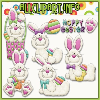 Preview of Hoppy Easter Bunnies Clip Art & Digital Stamp Bundle