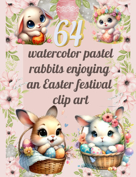 Preview of Hoppy Easter Fun: Watercolor Pastel Rabbit Clip Art Collection