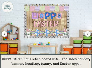 Preview of Hoppy Easter Retro Printable Spring Bulletin Board Kit | Door Decoration