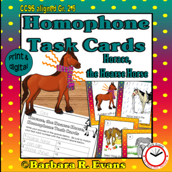 Preview of HOMOPHONE TASK CARDS Horse Vocabulary Grammar Homophone Activity