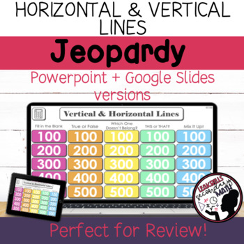 Preview of Horizontal And Vertical Lines | Jeopardy Game | DIGITAL + Print