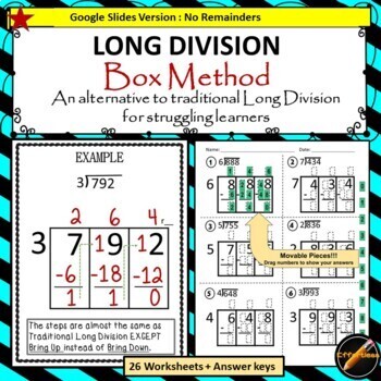 Preview of Horizontal Box Division: No Remainder GOOGLE SLIDE VERSION/ distance learning