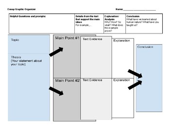 Preview of Horizontal Essay Graphic Organizer