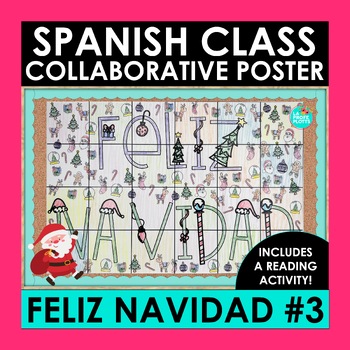 Preview of Spanish Christmas Activity Feliz Navidad Collaborative Poster & Reading Activity