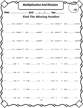 Horizontal Math Multiplication and Division Worksheets within 9999, 3rd ...
