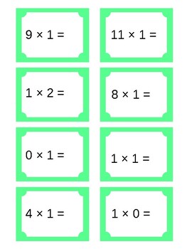 Preview of Horizontal Multiplication Flash Cards (0-12)