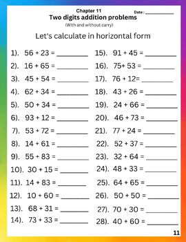 Preview of Horizontal addition worksheet