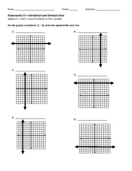 Horizontal and Vertical Line Homework by Corinne Sandor | TPT