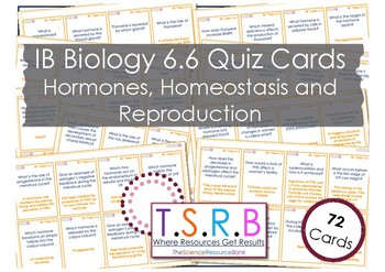 Preview of Hormones, Homeostasis and Reproduction Quiz Cards (IB Bio 6.6)