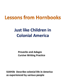 Preview of Hornbook Lessons Proverbs and Adages in Colonial America