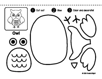 Horned Owl Cut and Paste Fine Motor Activity: Fun Scissor Skills ...