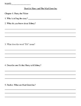 Horrible Harry and the Mud Gremlins - Comprehension Packet by Brian Breck