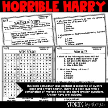 Horrible Harry In Room 2b Comprehension Questions