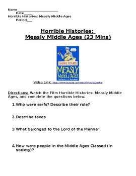 Preview of Horrible Histories: Measly Middle Ages- Video Guide