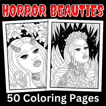 Horror Beauties Coloring Pages by Qetsy | TPT