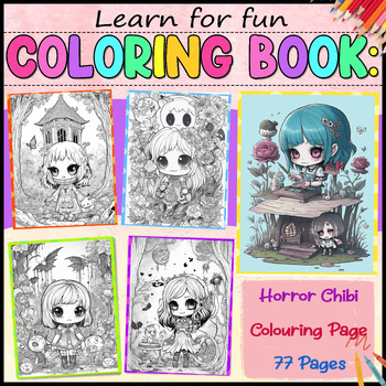 Horror Chibi Colouring Page by Learn for funn | TPT