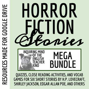 Preview of Horror Fiction Short Story Activities Bundle for High School ELA (Google Drive)