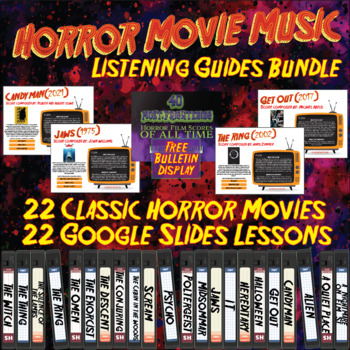 Preview of Horror Movie Music Listening Guides MEGA BUNDLE: 22 Google Slides + 1 Freebie