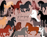 Horse Breeds clip art, horses clip art, commercial use, fr