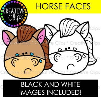 horse face clip art black and white