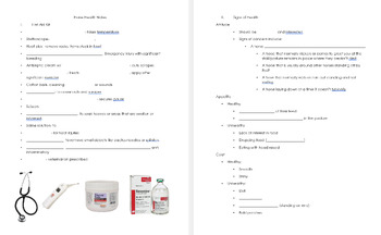 Preview of Horse Health, Signs of Pain, Vital Signs Guided Notes (4H, FFA, Pony Club, Camp)