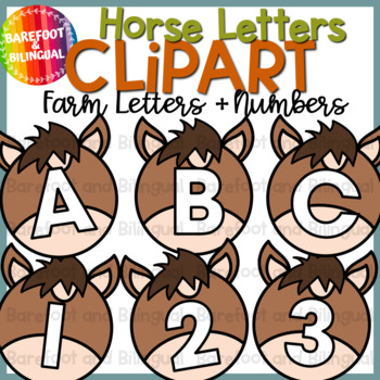 Preview of Horse Letters and Numbers Clip Art - Farm Letters Clipart - Farm Clipart