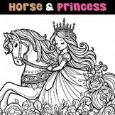 Horse & Princess cartoon coloring pages