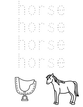 Preview of Horse - Writing Practice - Dot-to-Dot Coloring Page