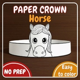 Horse farm animal Paper Crown Printable Headband Coloring 