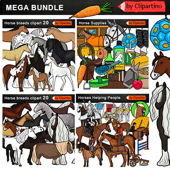 Preview of Horses Clip Art Bundle commercial use/Horse Breeds/Types of horse Clip Art
