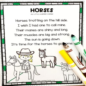 Preview of Horses Poem for Kids | Farm Animals