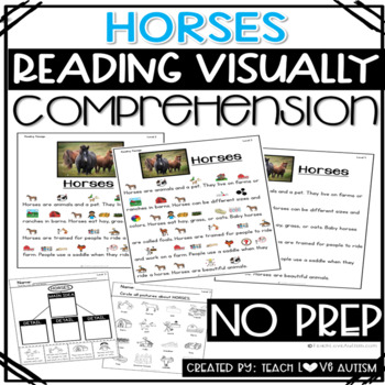 Preview of Horses Reading Comprehension Passages and Questions with Visuals
