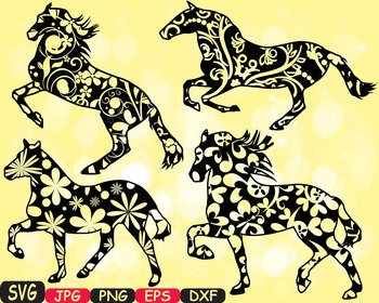Preview of Horses Woodland Silhouette school Clipart zoo circus flower wood wild 410s