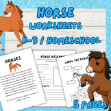 Horses Worksheets, research, life cycle, cut & paste, read