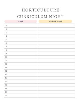Preview of Horticulture Curriculum Night Attendance Sheet