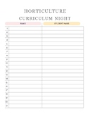 Horticulture Curriculum Night Attendance Sheet