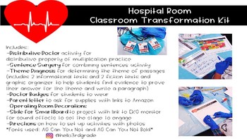 Preview of Hospital Room Transformation w/Math and ELA Activities*Editable!*