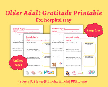 Preview of Hospital Stay Gratitude Worksheets | Unique Printable Activity