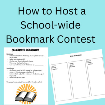 Preview of Host a School Wide Bookmark Contest Library Advocate Reading Promotion