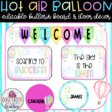 Hot Air Ballon Watercolor Editable Bulletin Board/Door Dec
