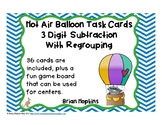 Hot Air Balloon 3 Digit Subtracting Regrouping Task Cards