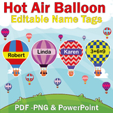 Hot Air Balloon Clipart (Editable Name Tags & More!)