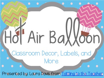 Preview of Hot Air Balloon Decor and Classroom Printables EDITABLE