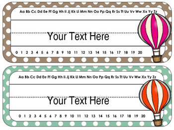 Preview of Hot Air Balloon Desk Tags/Name Cards {EDITABLE}