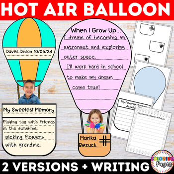 Preview of Hot Air Balloon End of Year & Summer Writing Craft Activities Bulletin Board Art