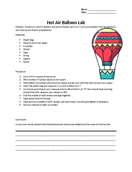Preview of Hot Air Balloon Lab