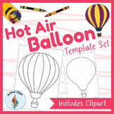 Hot Air Balloon Template Set, Back to School Coloring & Su