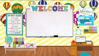 Preview of Hot Air Balloon Themed Virtual School Classroom Background