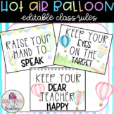 Hot Air Balloon  Watercolor Classroom Theme  Editable Class Rules