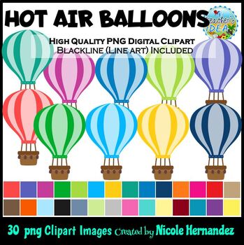 Hot Air Balloons Clipart by Nicole Hernandez - A Teacher's Idea